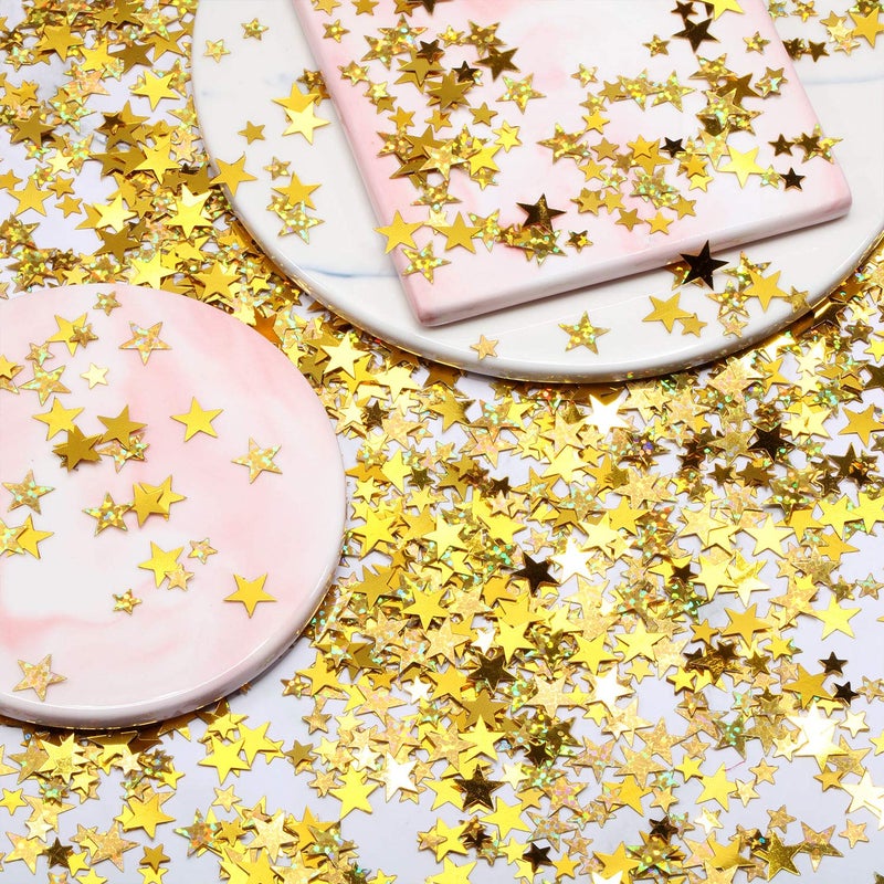 Hestya 60g Star Confetti Glitter Table Confetti Metallic Foil Stars for Christmas Party Wedding Festival Decorations(Glitter Gold Set,10mm and 6mm) - Image 4